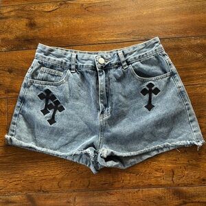 Blue Denim Women's Shorts Cross